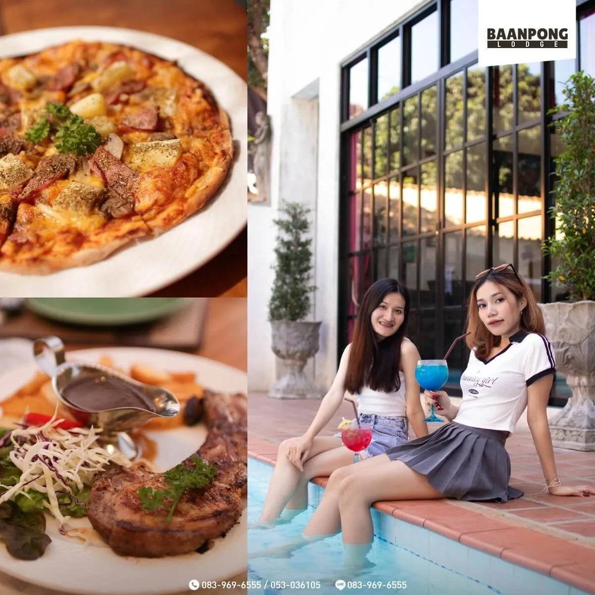 A pizza from the Baanpong Lodge kitchen