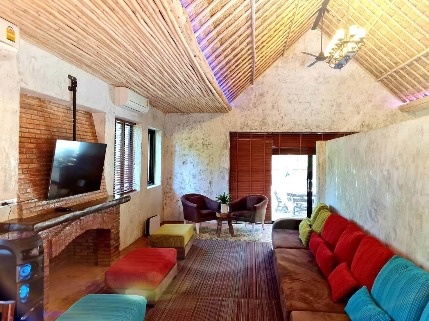 The sofa bed in the group cabin