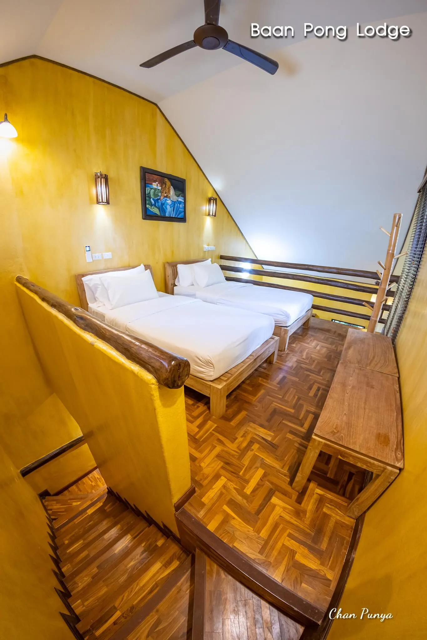 Stairs up to the bedroom in a loft room