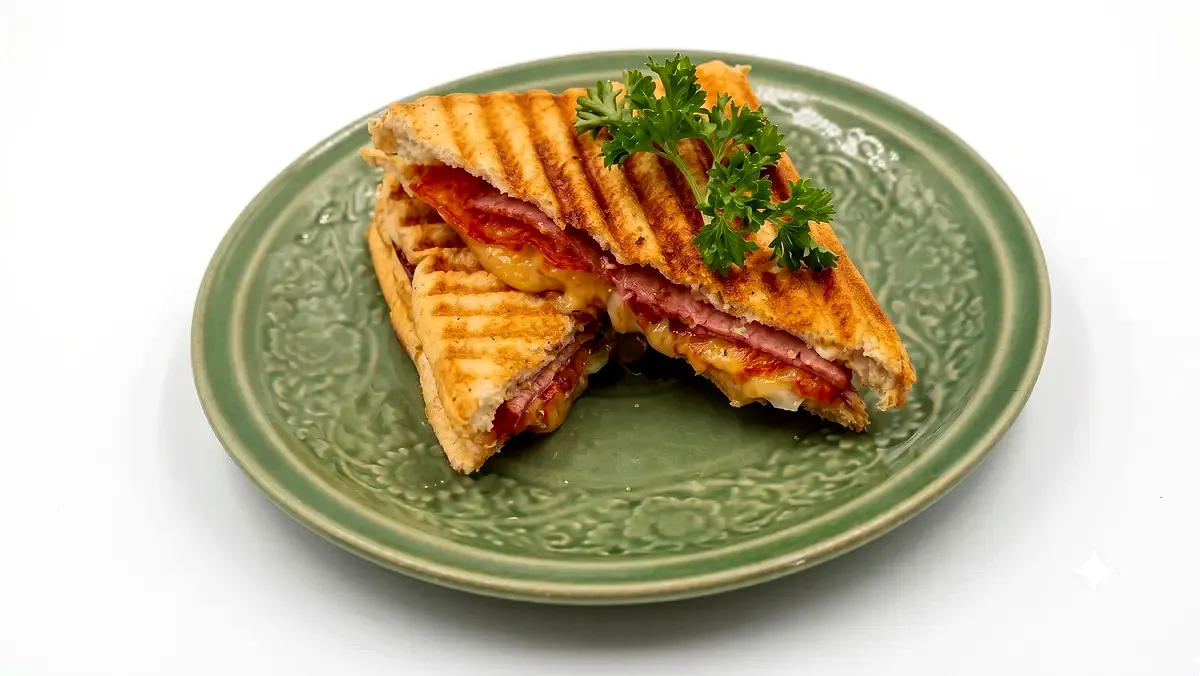 Toasted Ham, Cheese and Tomato Sandwich